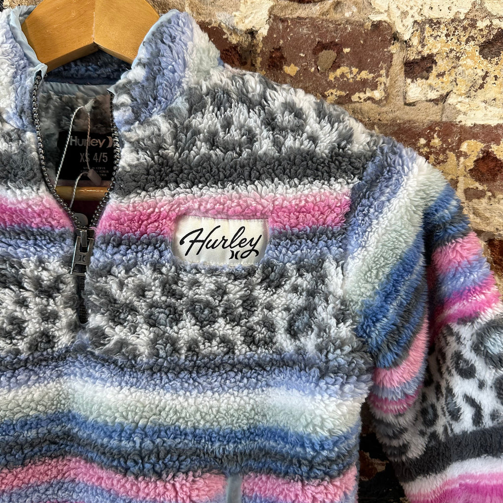 Hurley Girls Aztec fleece 1/4 Zip Pullover Size XS 4-5 Beach