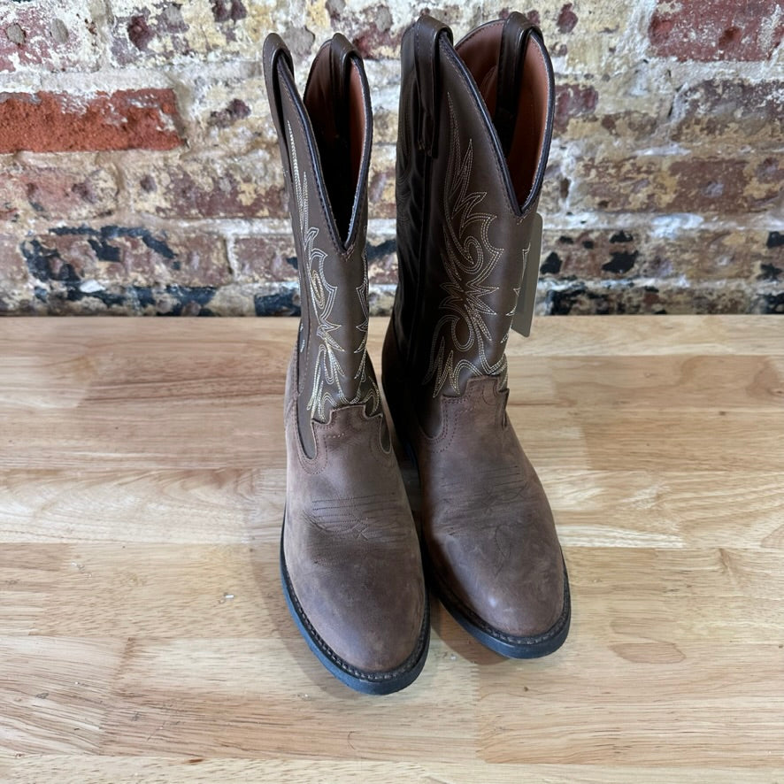 Laredo 4242 Lea Vamp Fox Brown Pull On Western Cowboy Boots Mens 8D