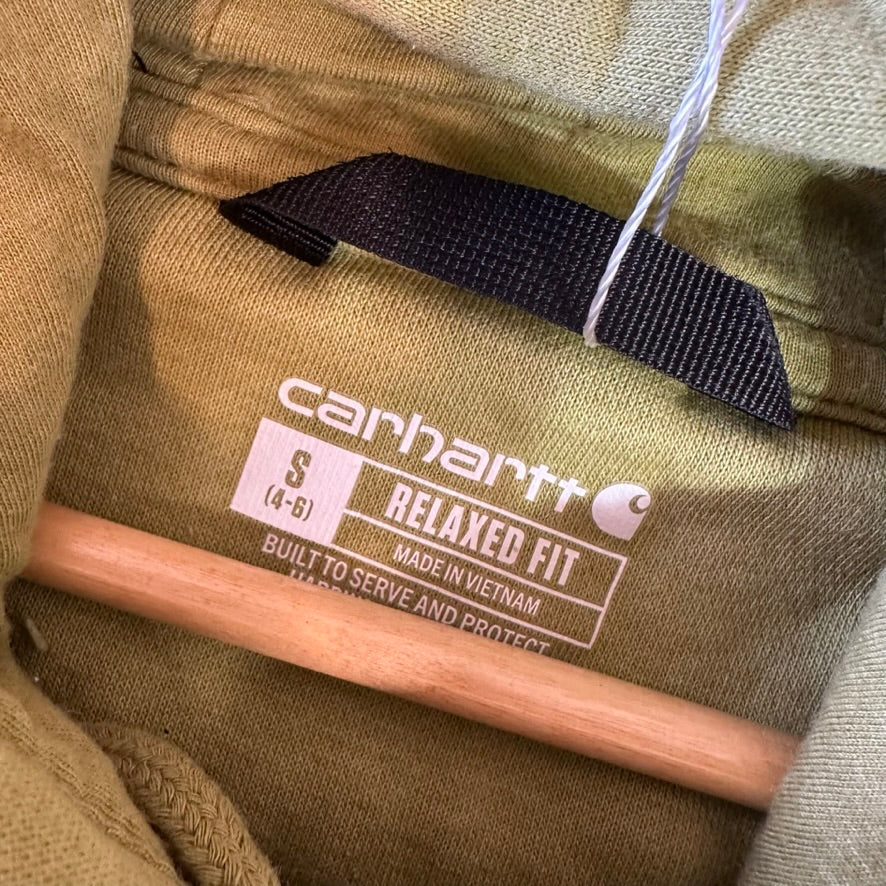 Carhartt Womens Small Green Hoodie Casual Sleeve Spellout midweight