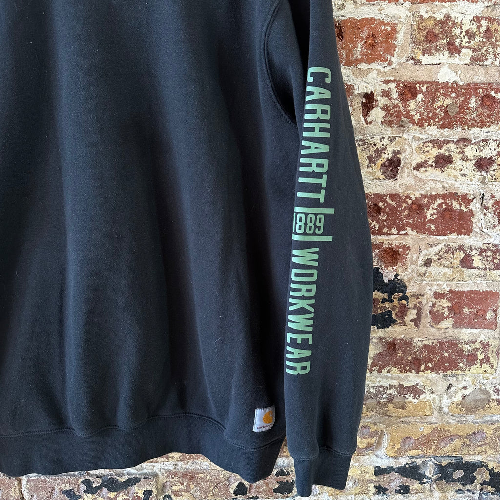 Carhartt Sweatshirt Mens Black Crewneck Size Medium Sleeve Logo