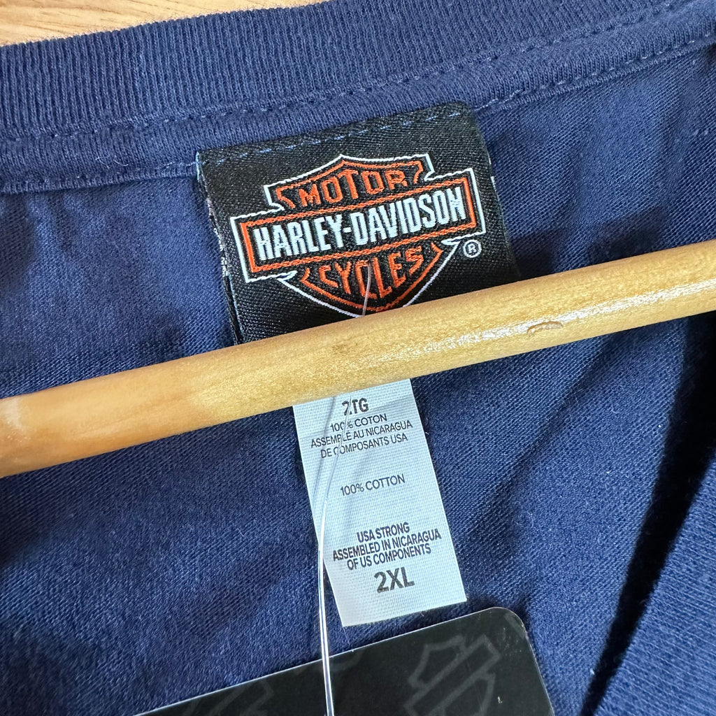 Harley Davidson Women's 2XL Short Sleeve Blue T-Shirt V-Neck NEW