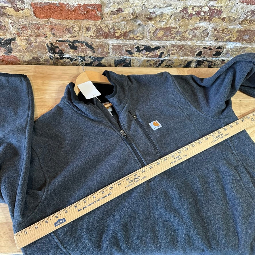 Carhartt Sweatshirt Mens 2XL Gray Quarter Zip Pullover Fleece Pockets