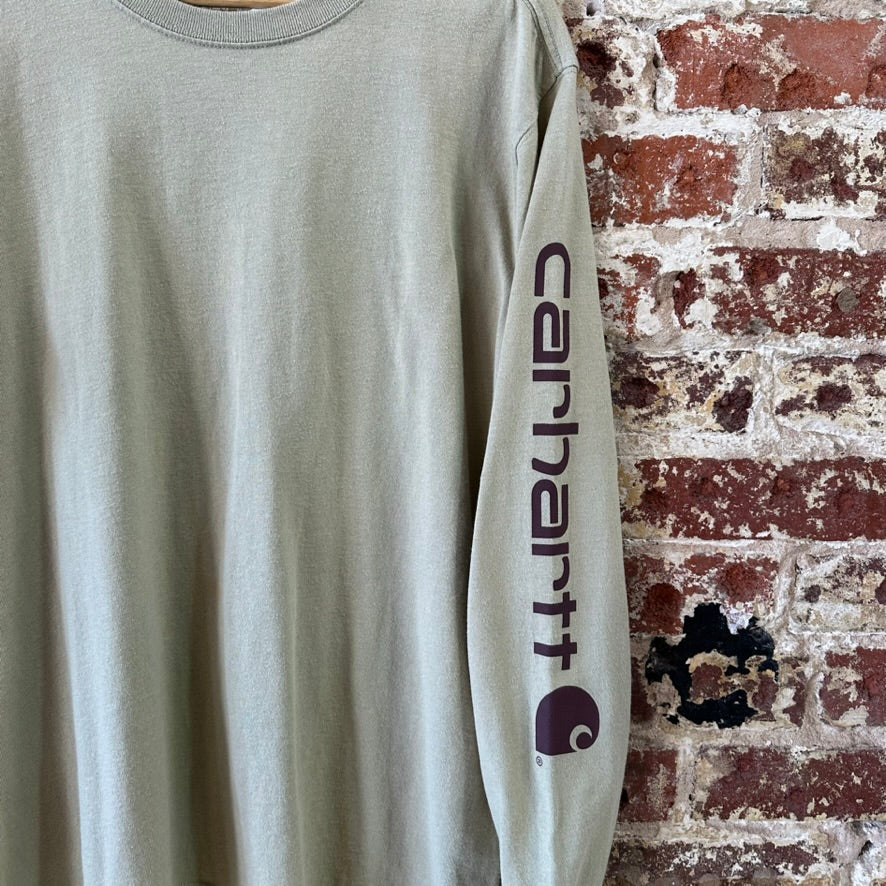 Carhartt Crew Neck T-Shirt Womens Large Original Fit Long Sleeve Work Green