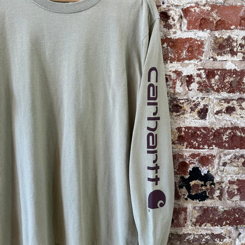 Carhartt Crew Neck T-Shirt Womens Large Original Fit Long Sleeve Work Green