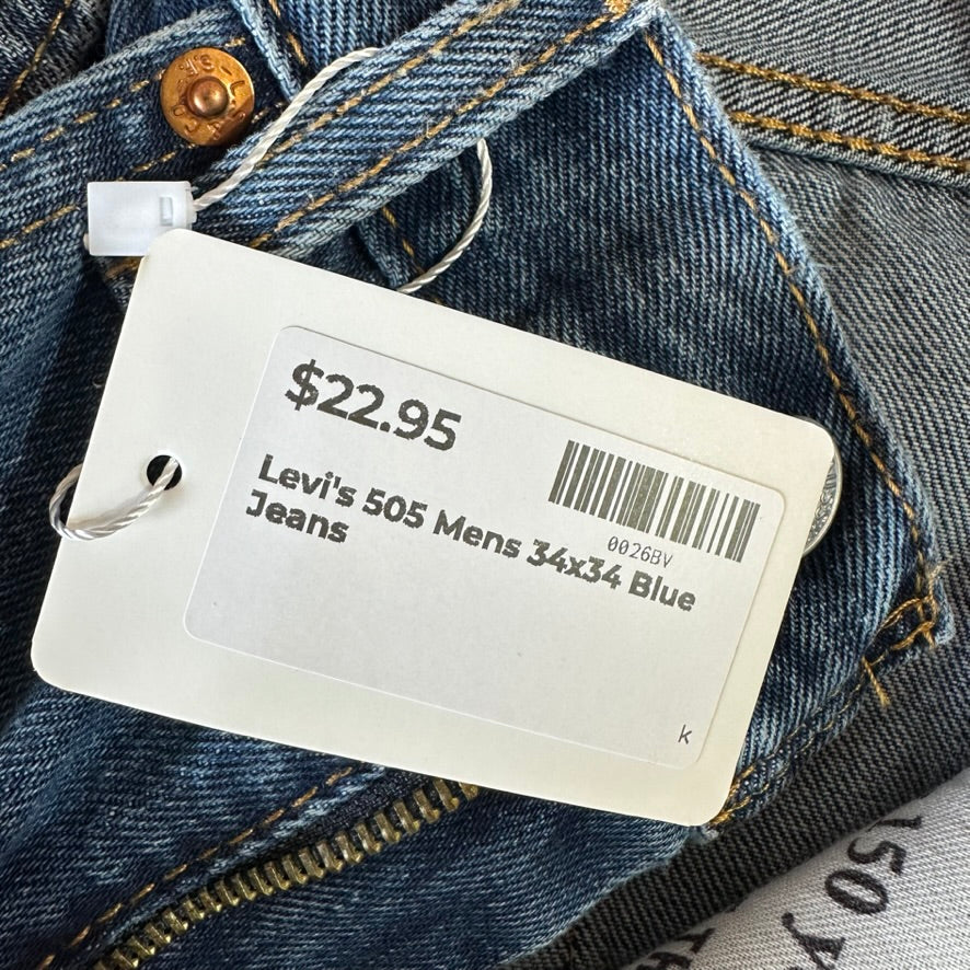 Levis 505 Mens 34x34 Blue Jeans