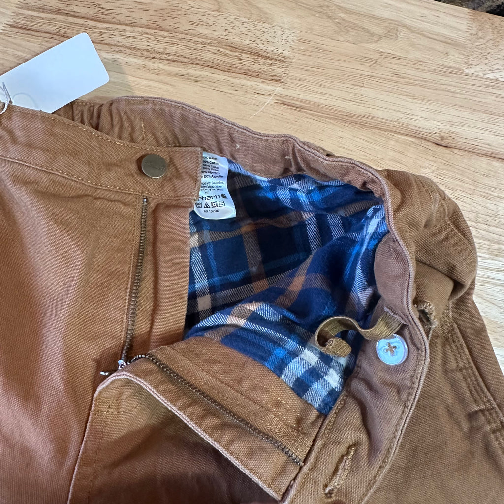 Carhartt Flannel Lined Brown Pants Boys 14