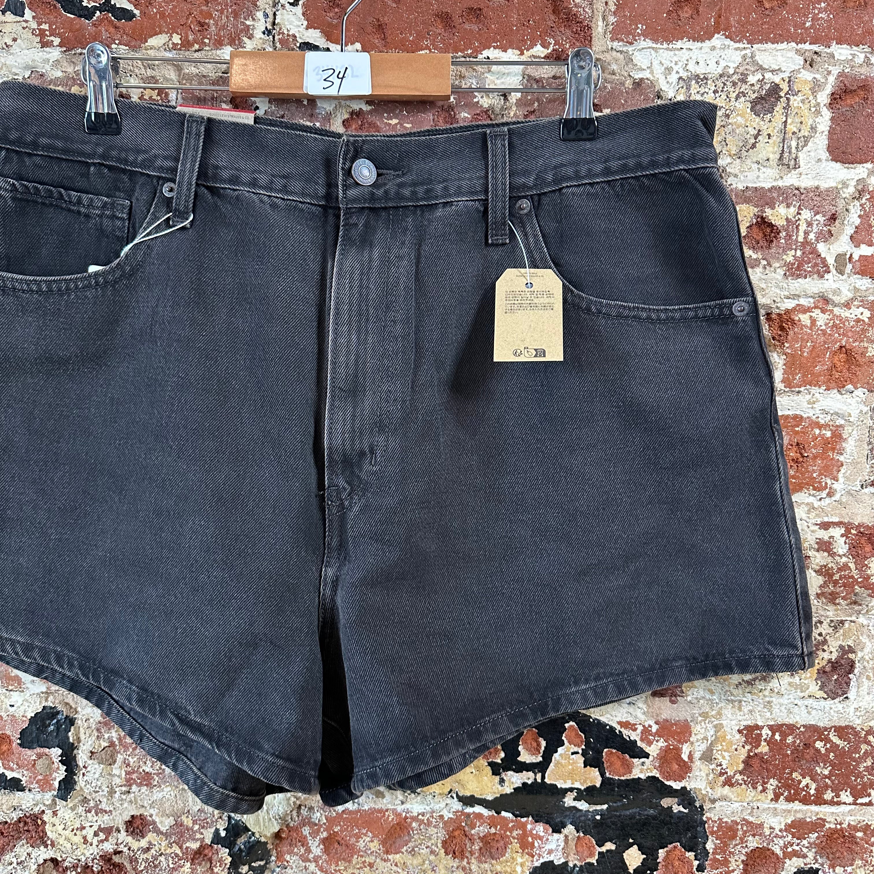 Levi's Black Denim Jean Shorts Womens 34 NEW