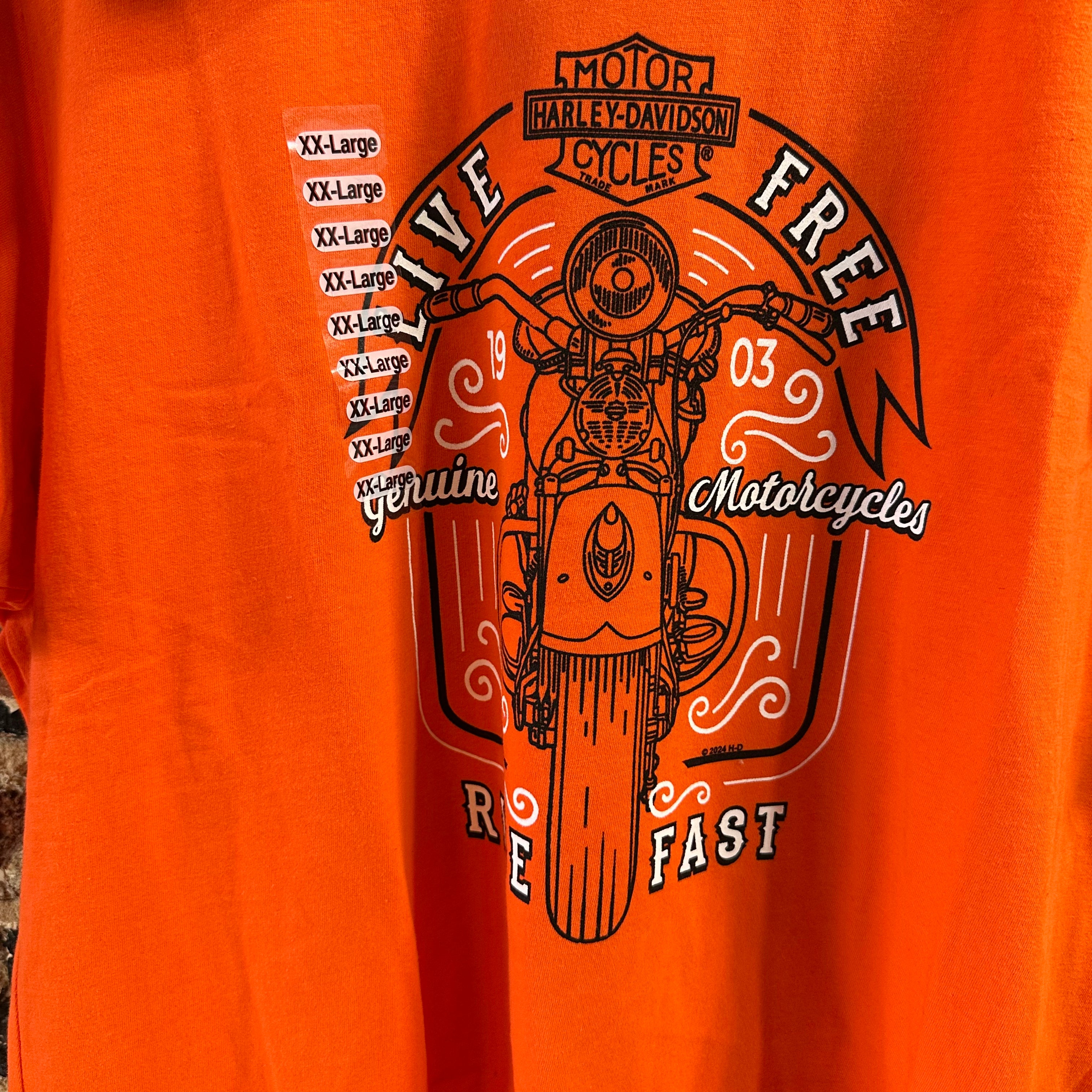 Harley Davidson Women's 2XL Short Sleeve Orange T-Shirt NEW