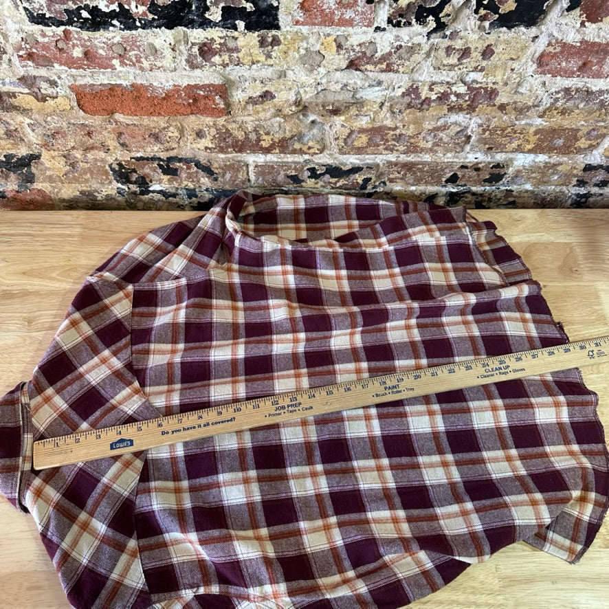 Wrangler Flannel Shirt Mens XL Pearl Snap Button Long Sleeve Brown Plaid