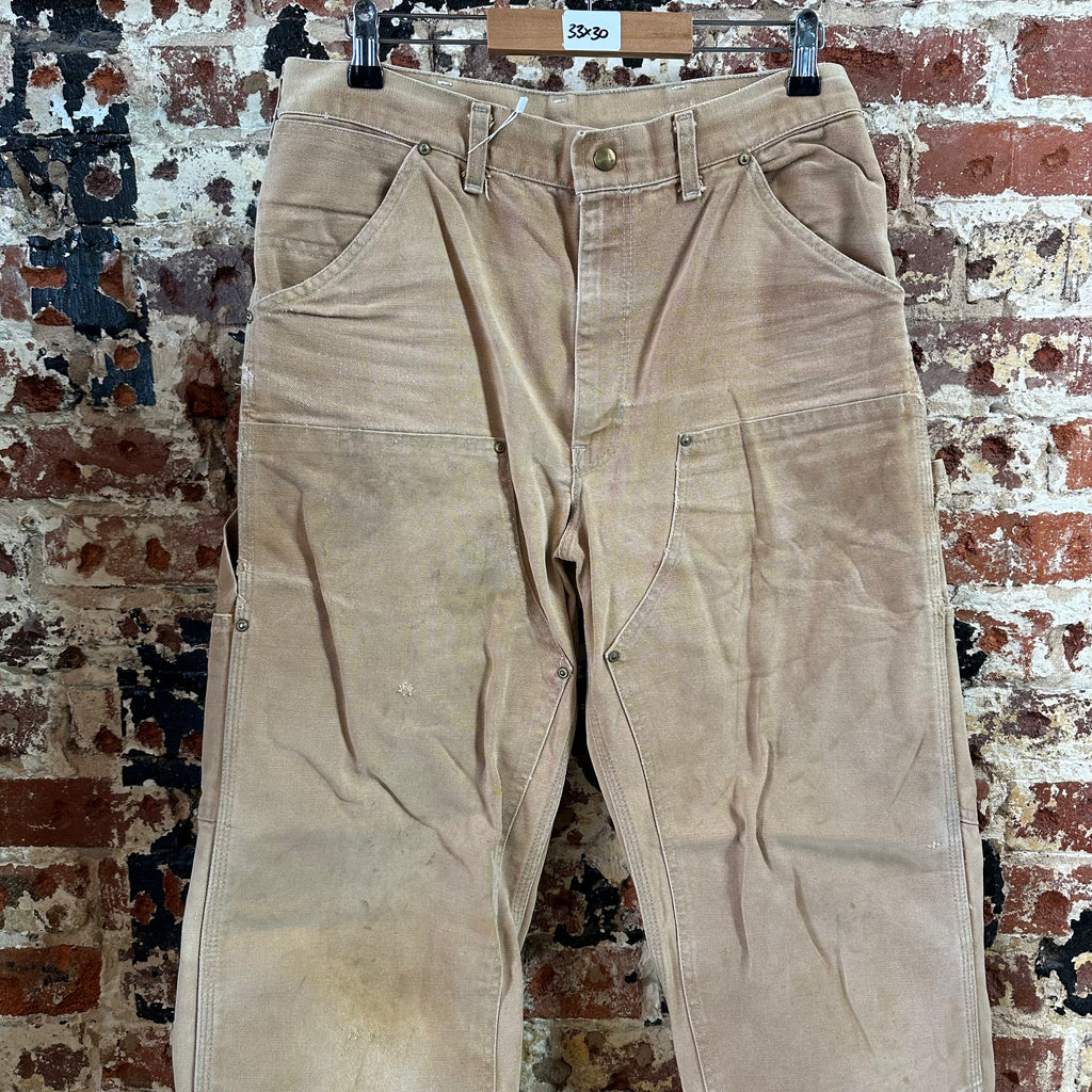 VTG Carhartt 62W Brown Mens 33x30 Double Knee Pants