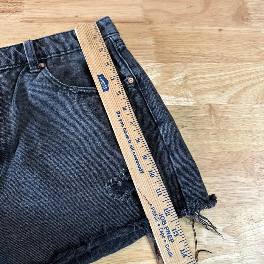 Wild Fable Super High Rise Cutoff Denim Shorts Black Distressed Womens 12 (34x2)
