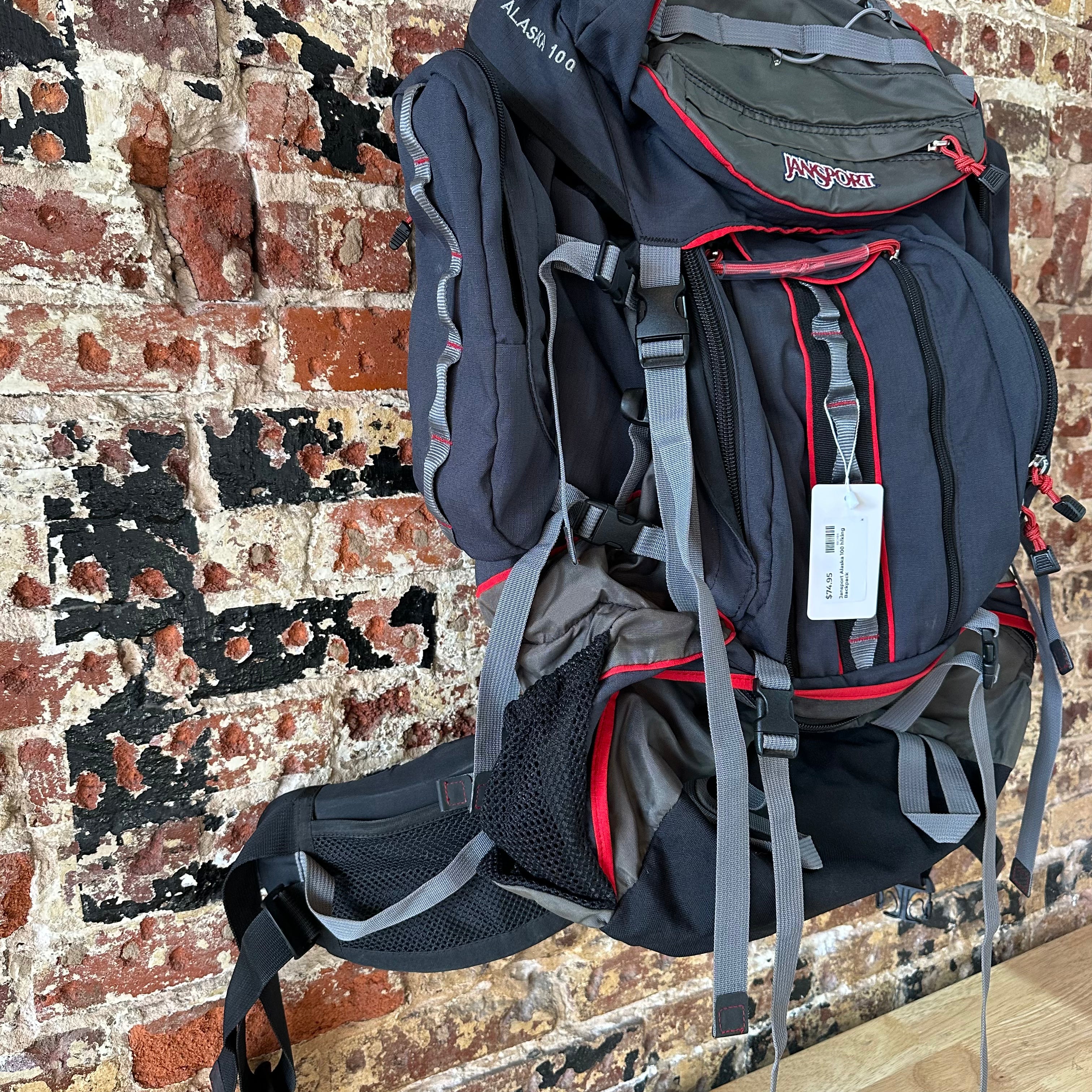 Jansport Alaska 100 Hiking Camping Vintage Backpack Black Red Large