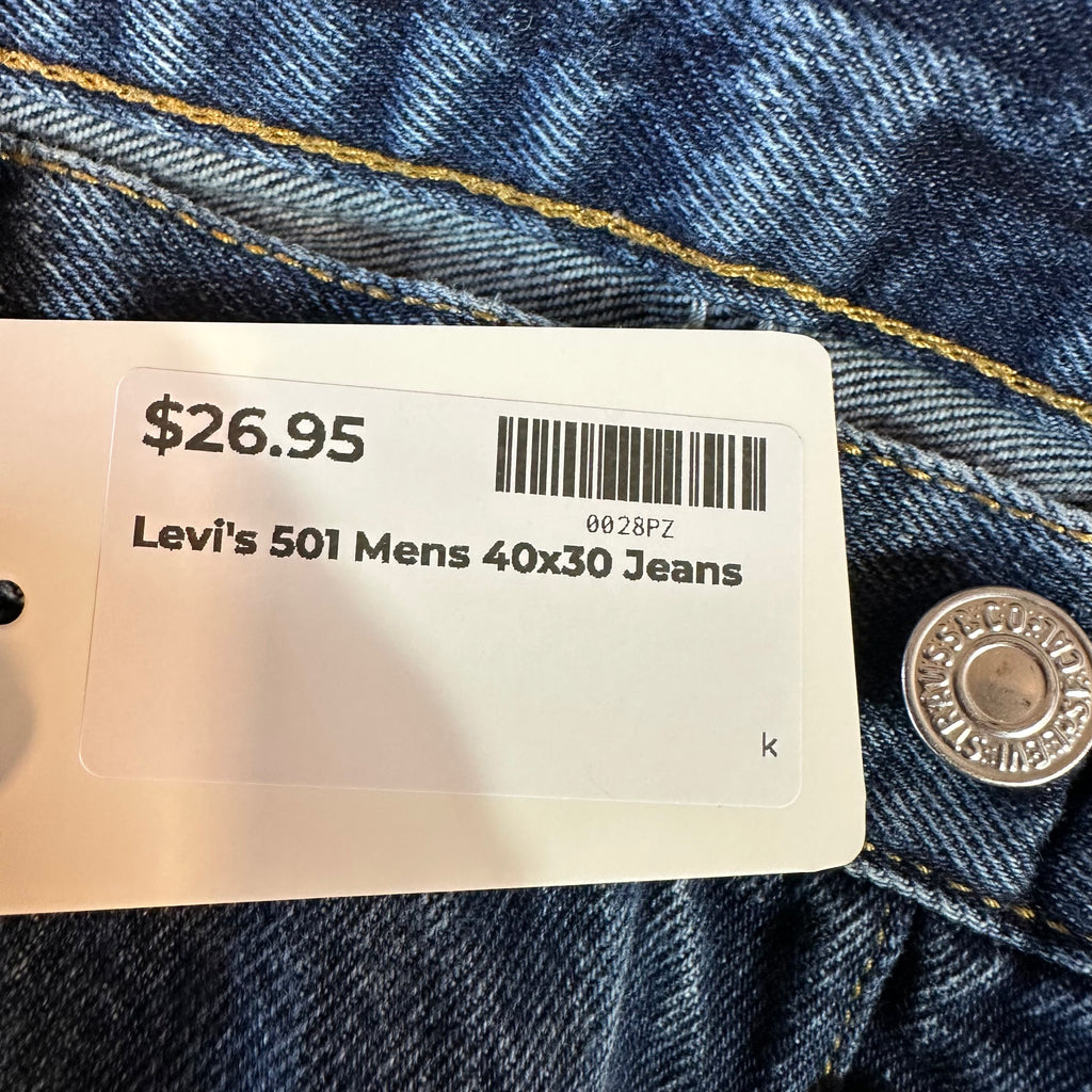 Levi's 501 Mens 40x30 Blue Jeans