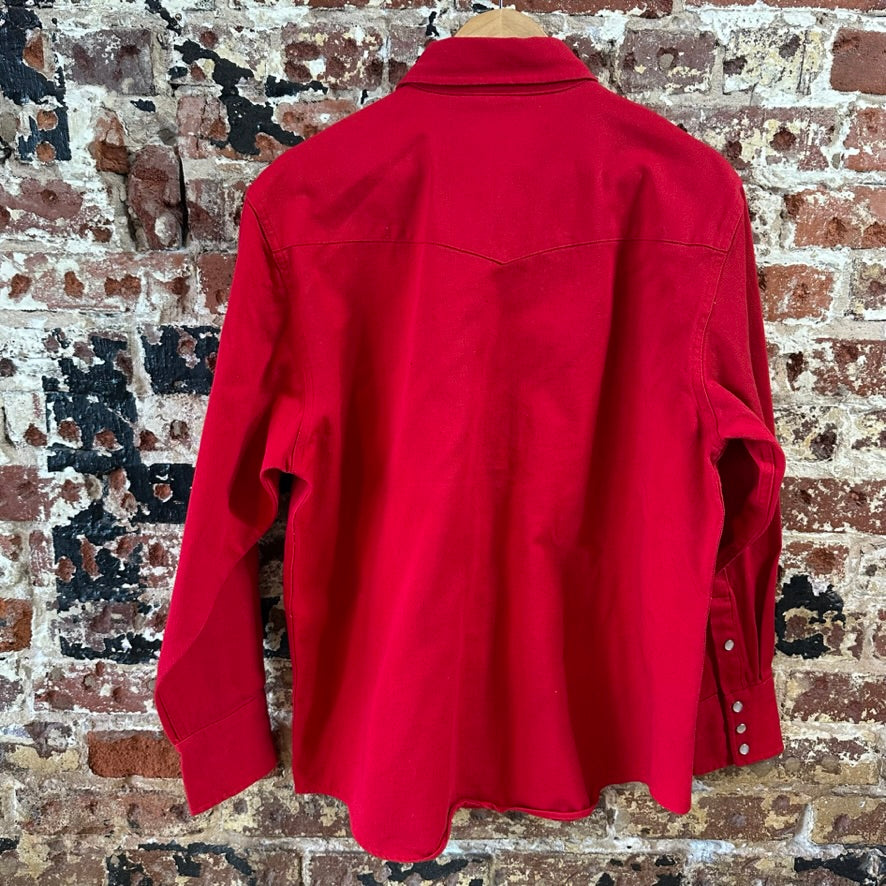 Marlboro Button Up Shirt Mens Small Western Long Sleeve Red