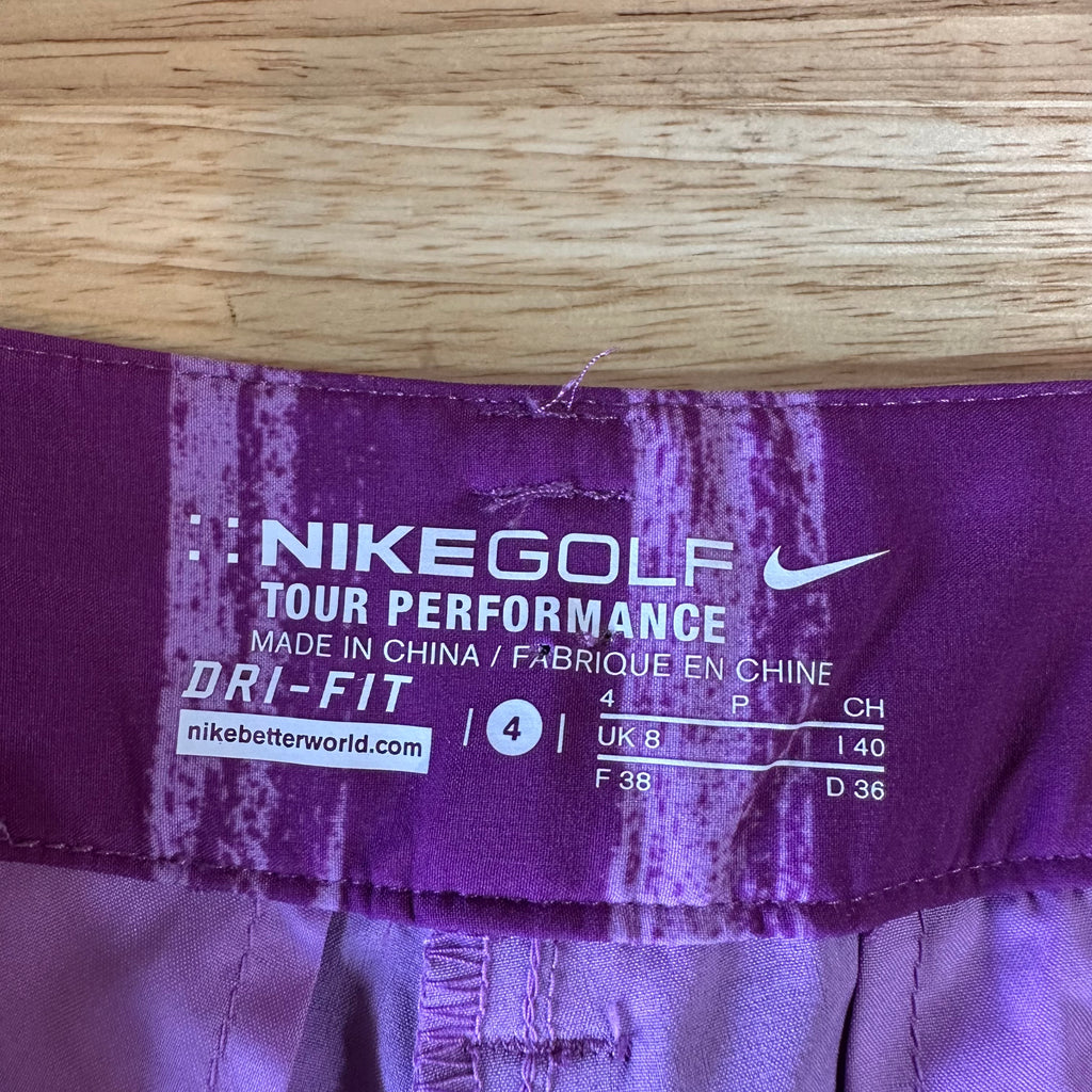 Nike Golf Shorts Purple Striped Tour Performance Womens 4 NEW 28x4"