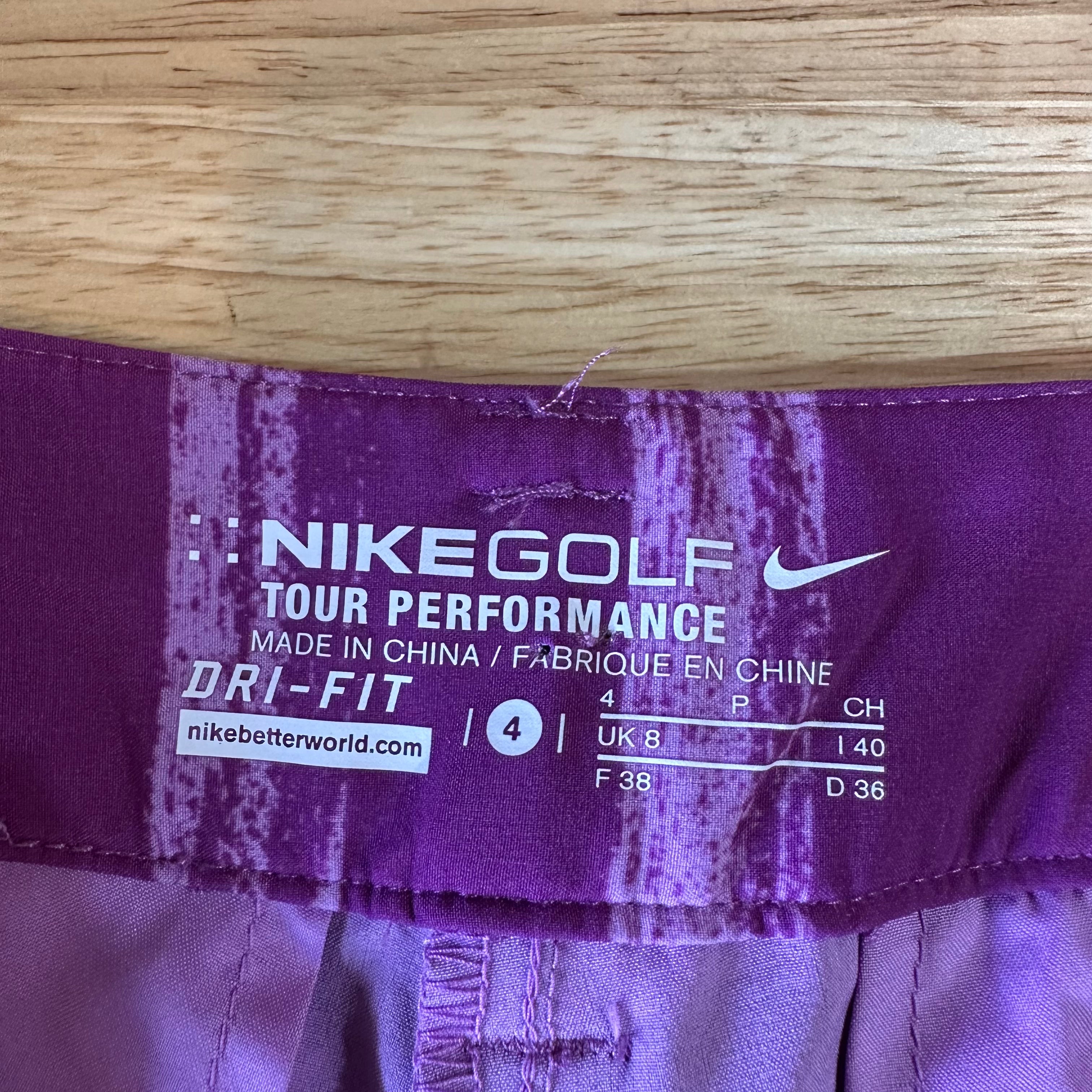 Nike Golf Shorts Purple Striped Tour Performance Womens 4 NEW 28x4"