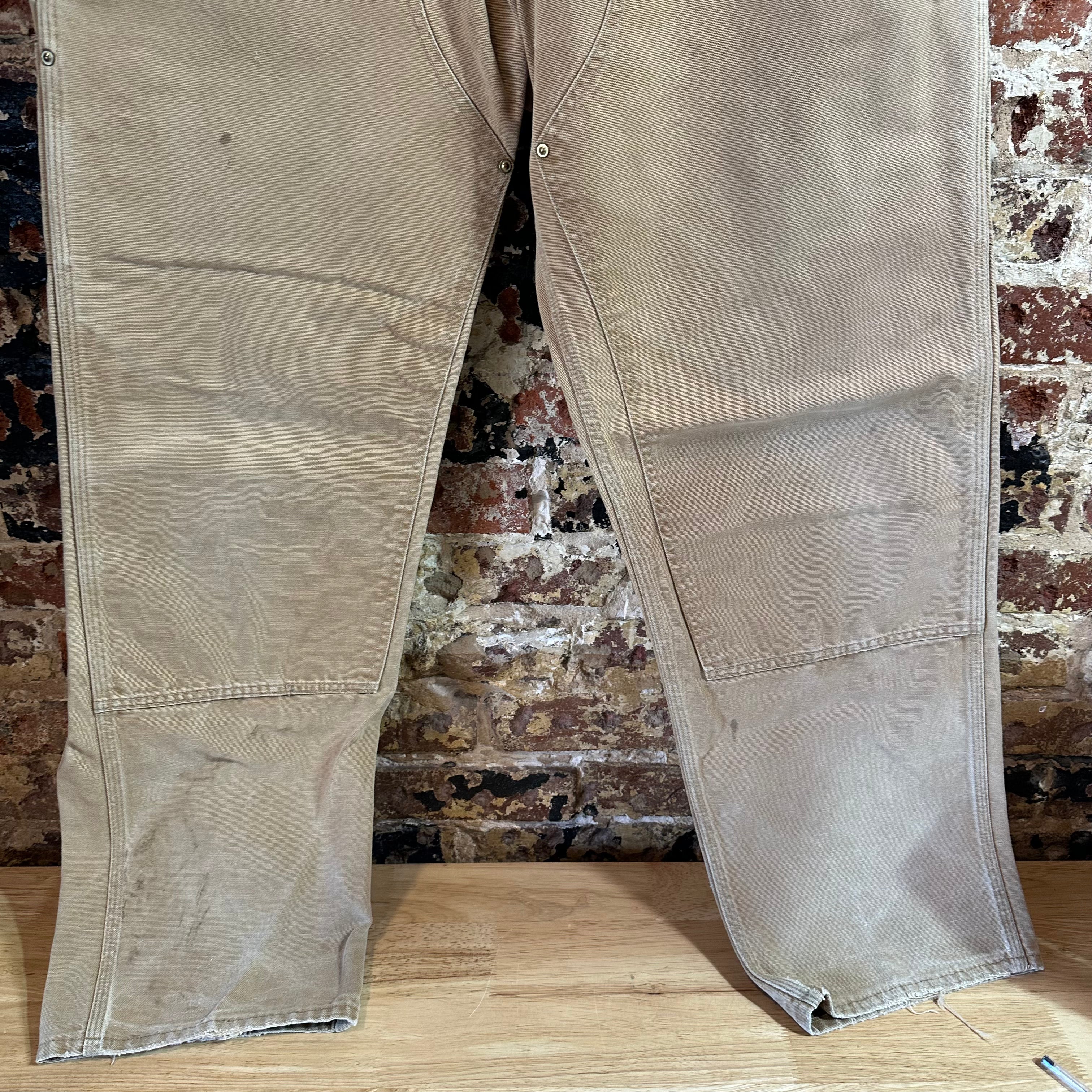 VTG Carhartt 62W Brown Mens 35x32 Double Knee Pants