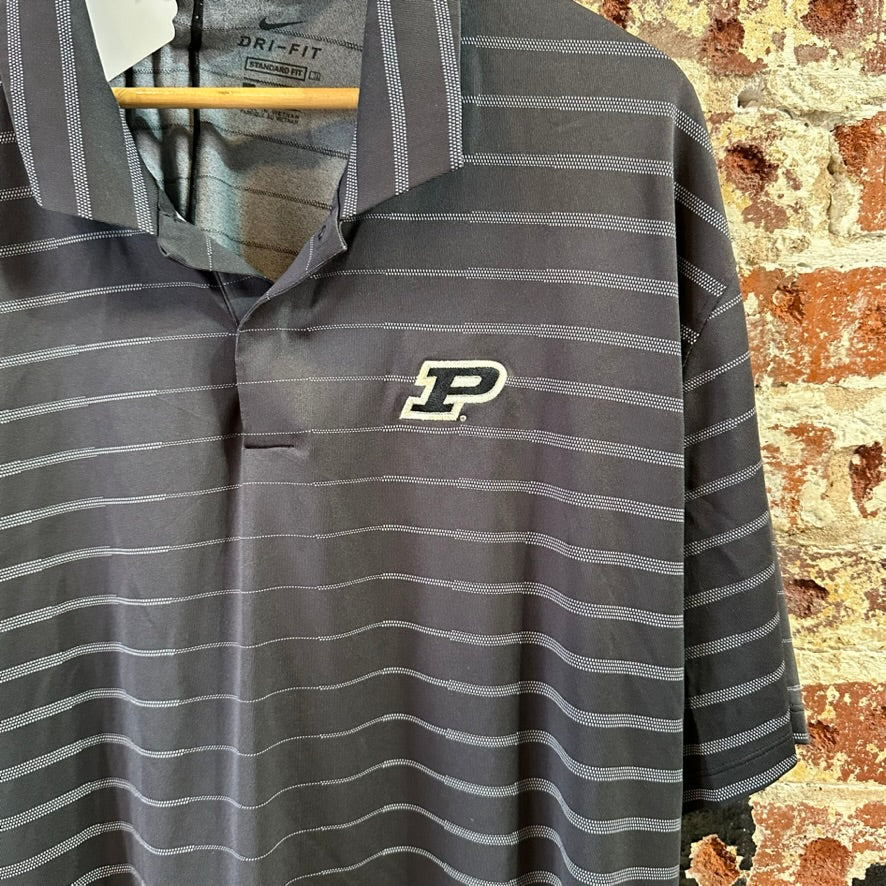 Nike Purdue Polo Shirt Black Gray Dri Fit Short Sleeve Mens 2XL XXL
