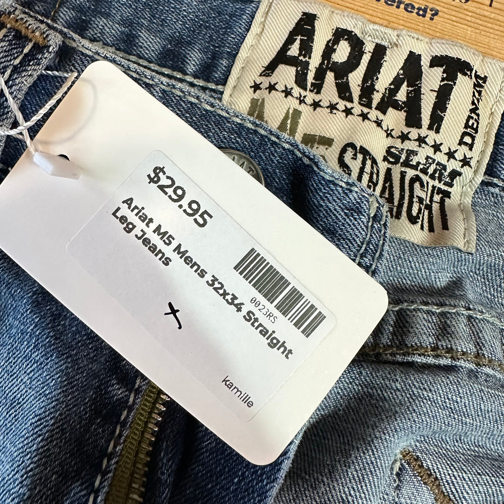 Ariat M5 Slim Straight Blue Jeans Men's 32x34 Western Cowboy