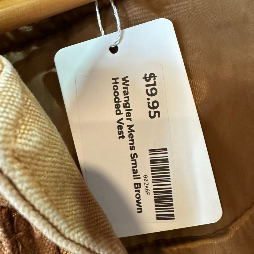 Wrangler Mens Small Hooded Brown Vest