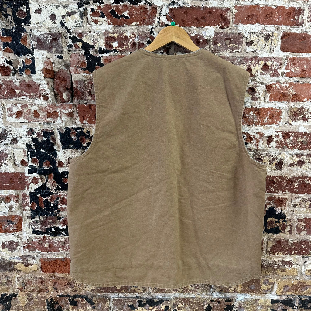 Carhartt Vest Mens XL Tan Canvas Sherpa Lined Workwear Barn Chore