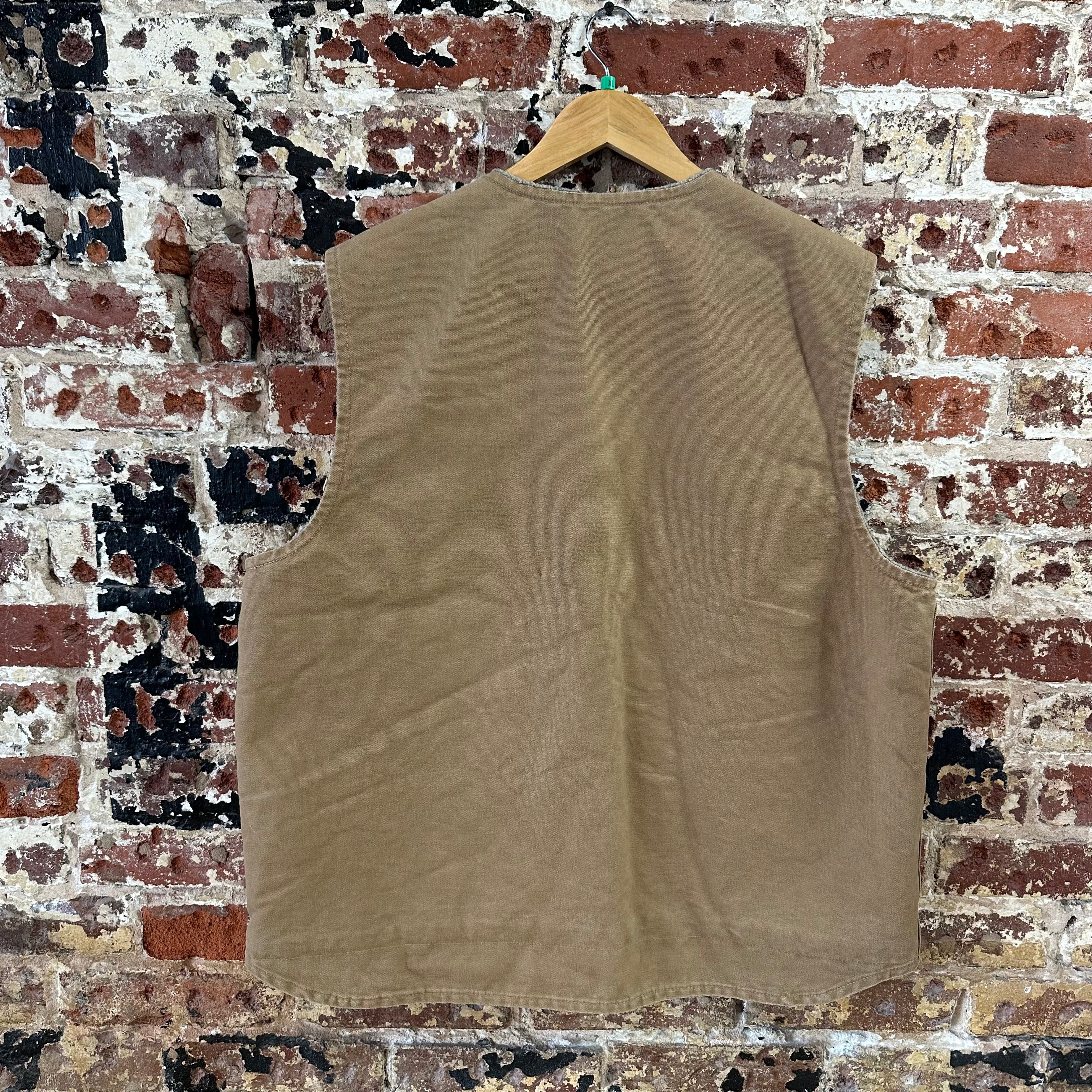 Carhartt Vest Mens XL Tan Canvas Sherpa Lined Workwear Barn Chore