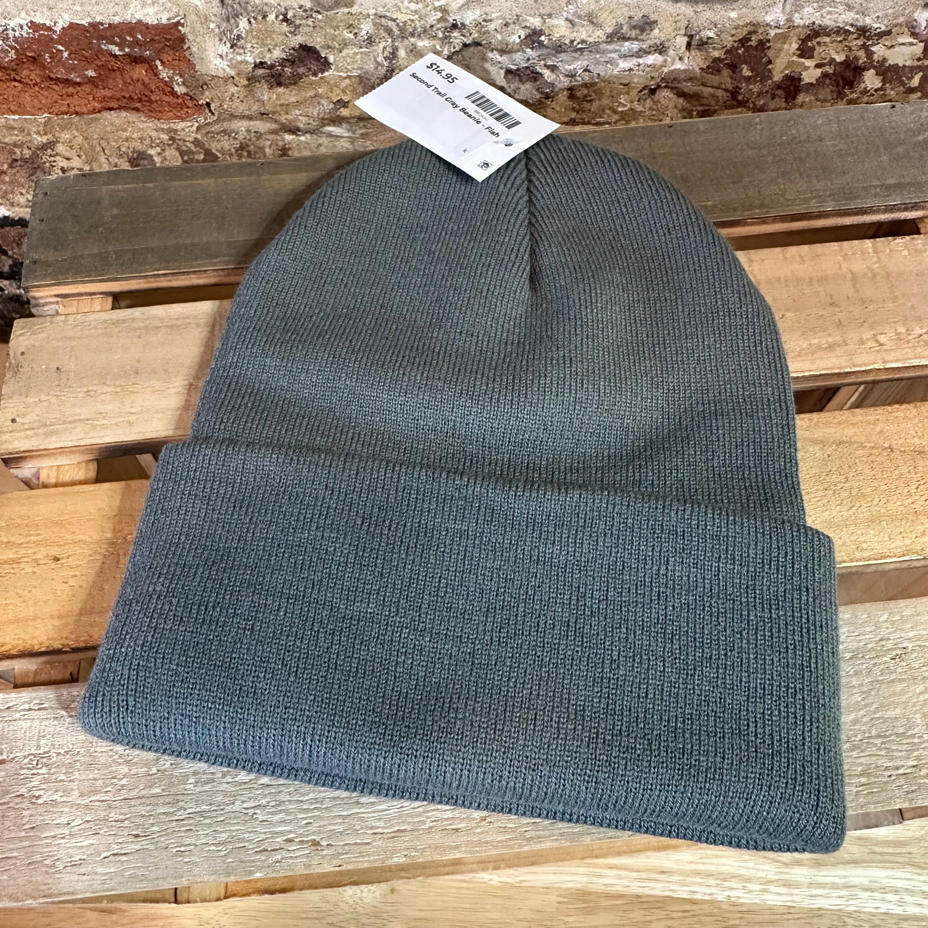 Second Trail Fishing Gray Beanie New
