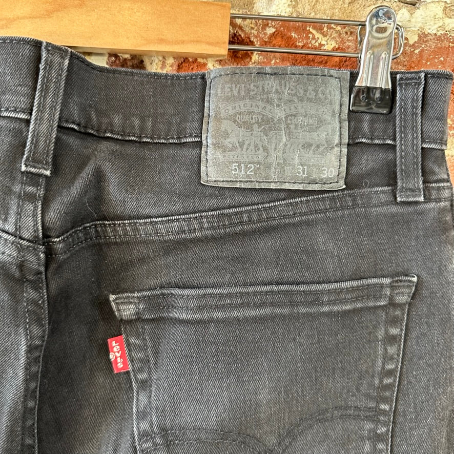 Levis 512 Slim Tapered Jeans Mens 31x30 Black (measures 34x28.5)