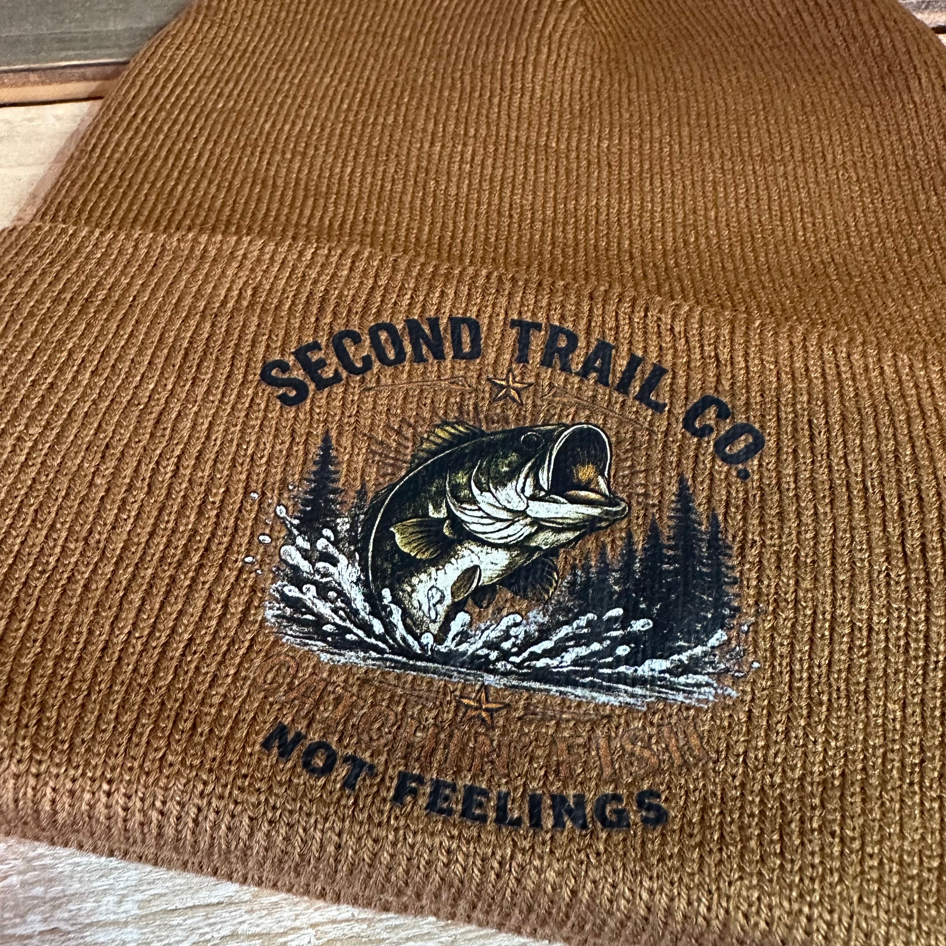 Second Trail Fishing Brown Beanie New