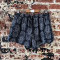 Lauren James Swim Shorts Womens Large Black Pull On Casual Pineapple Drawstring