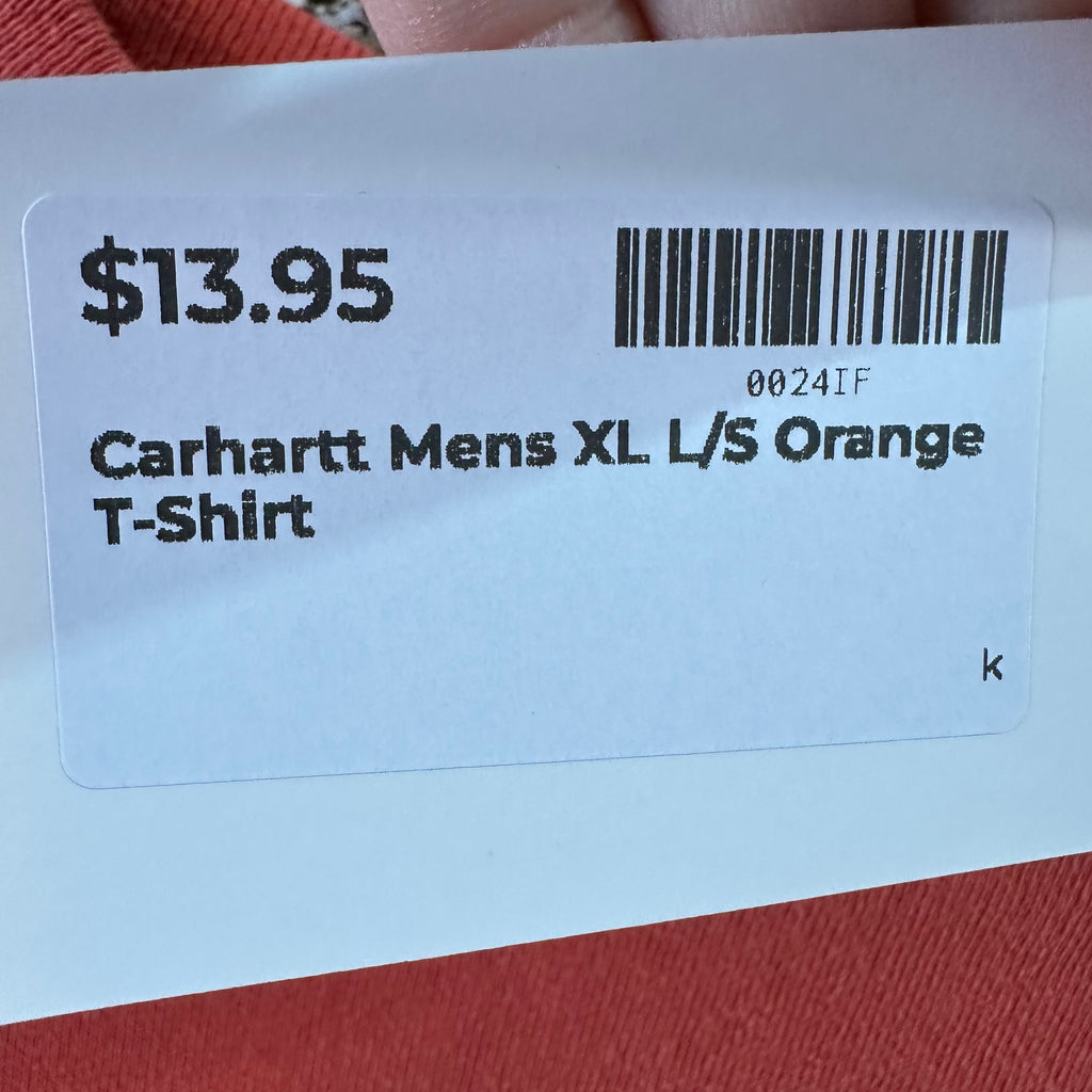 Carhartt Men's XL Original Fit Long Sleeve T Shirt Orange