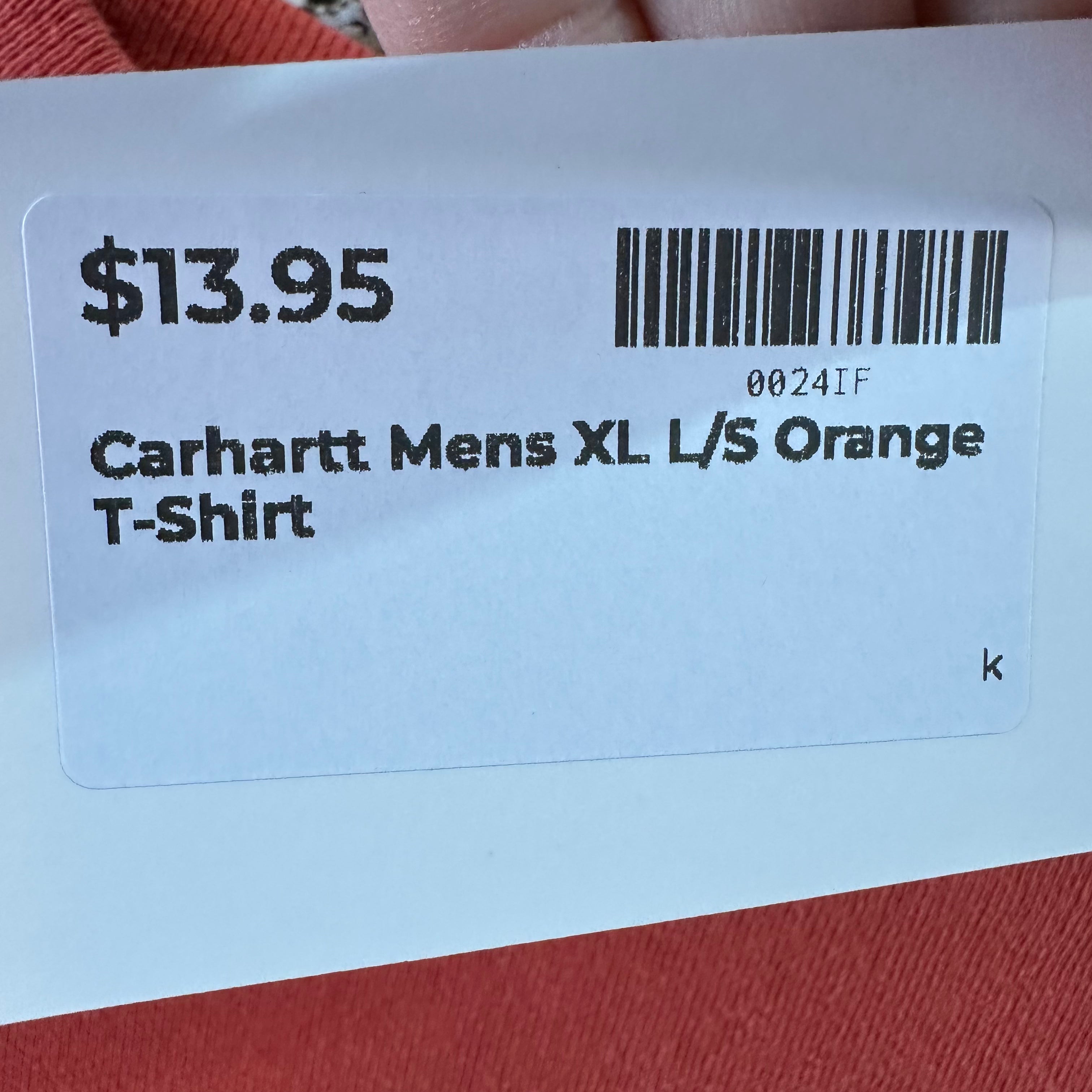 Carhartt Men's XL Original Fit Long Sleeve T Shirt Orange