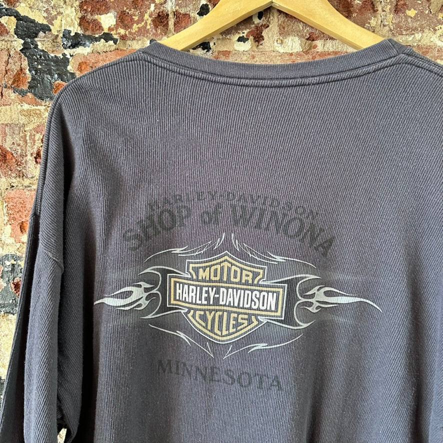 VTG Harley Davidson Thermal T-Shirt Mens XL Gray Lone Sleeve Minnesota USA TN