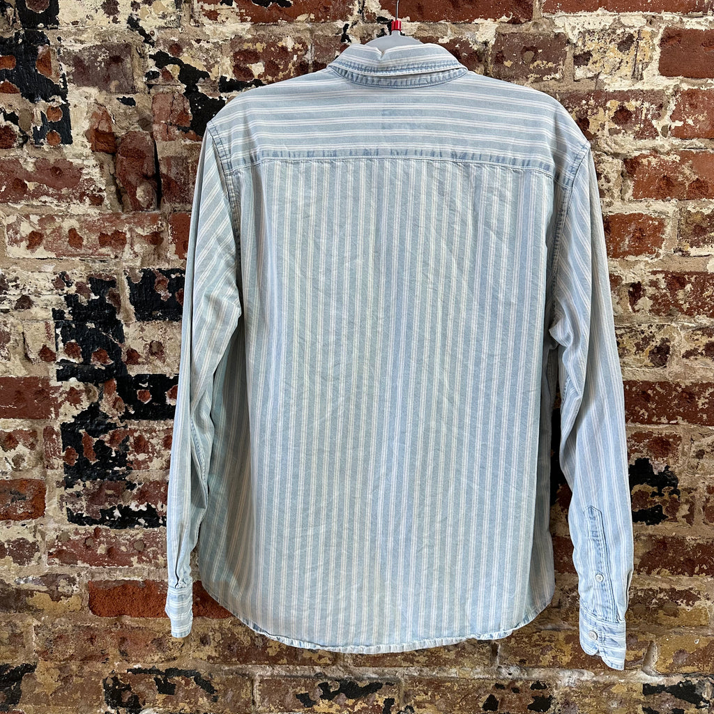 American Eagle AE Striped Shirt Mens Large Button Up Blue White