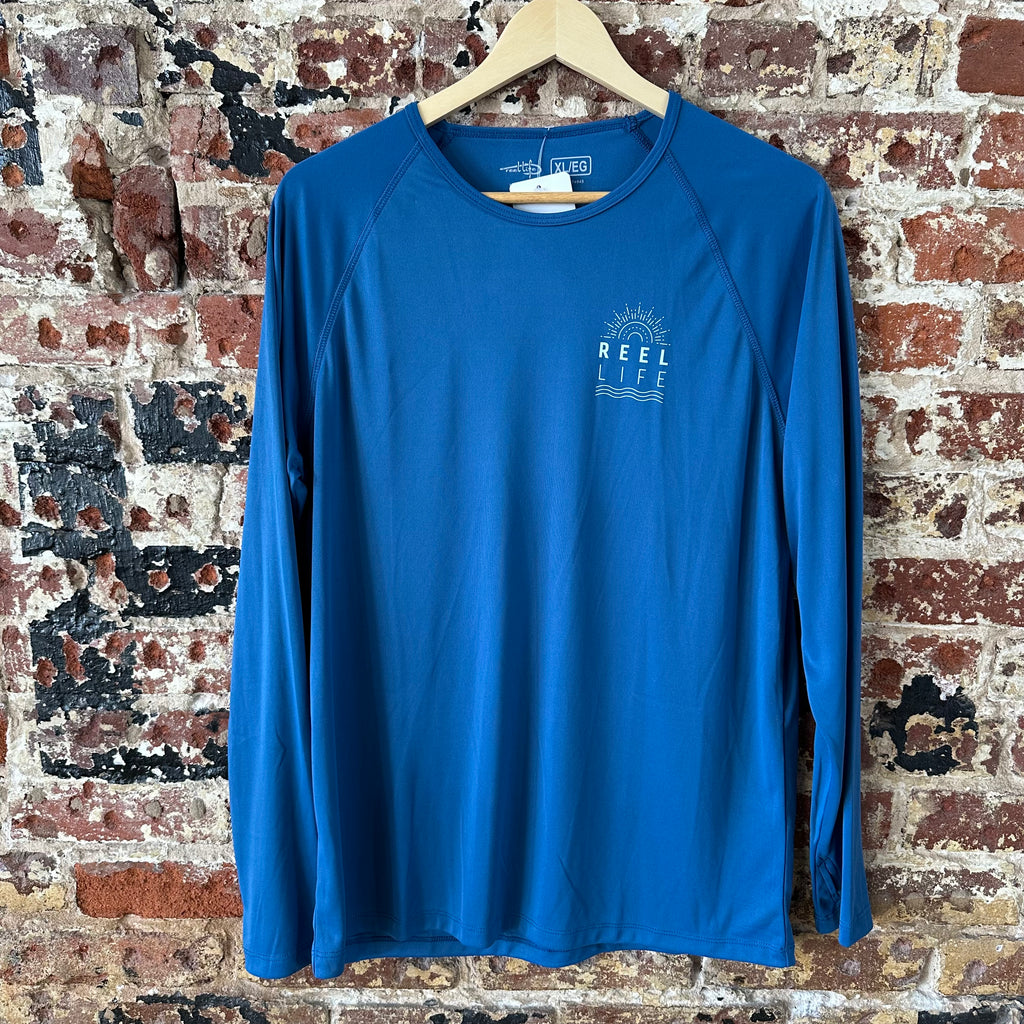 Reel Life Long Sleeve Shirt Women's Size XL Blue Water Fishing
