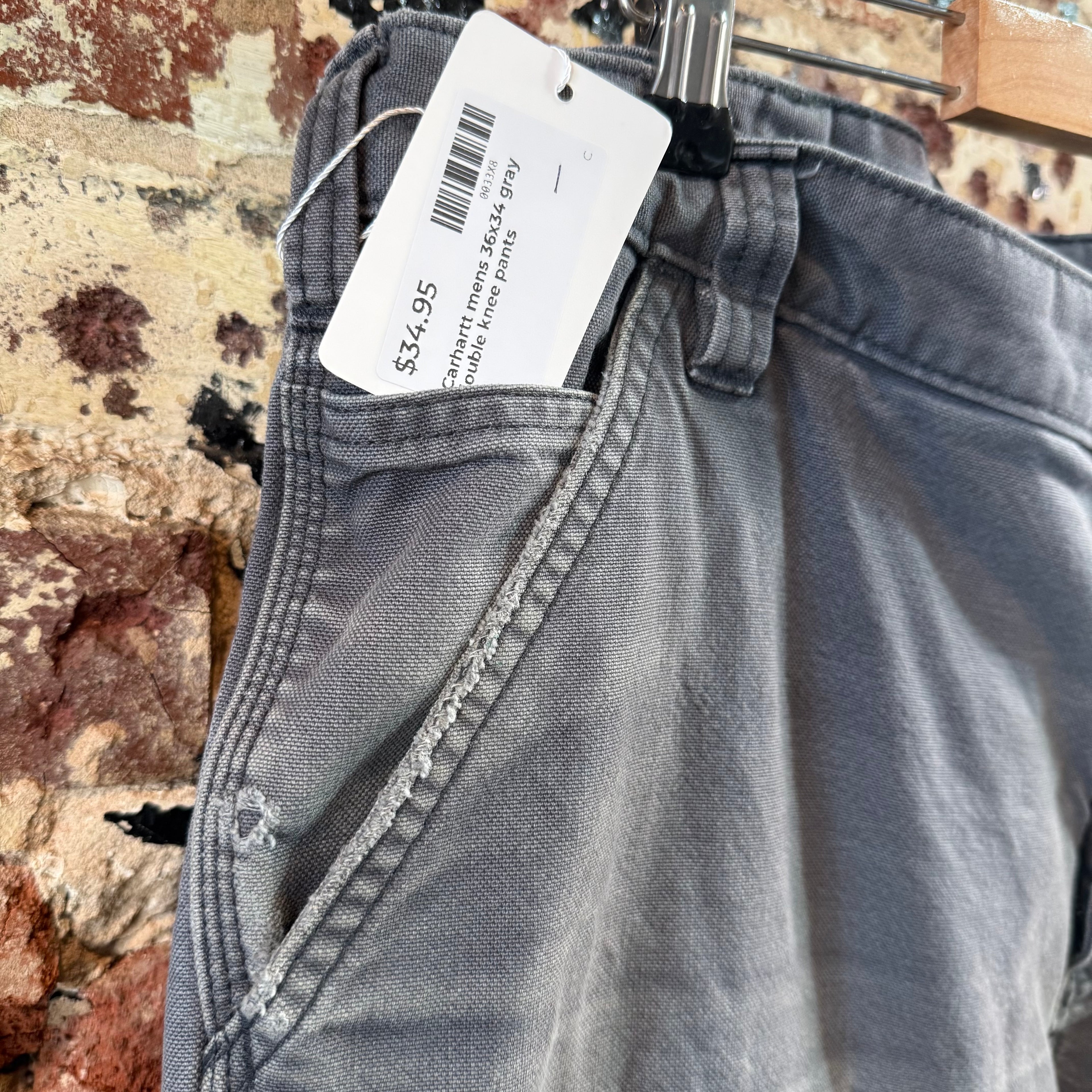 Carhartt Double Knee Gray Pants Mens 36x34