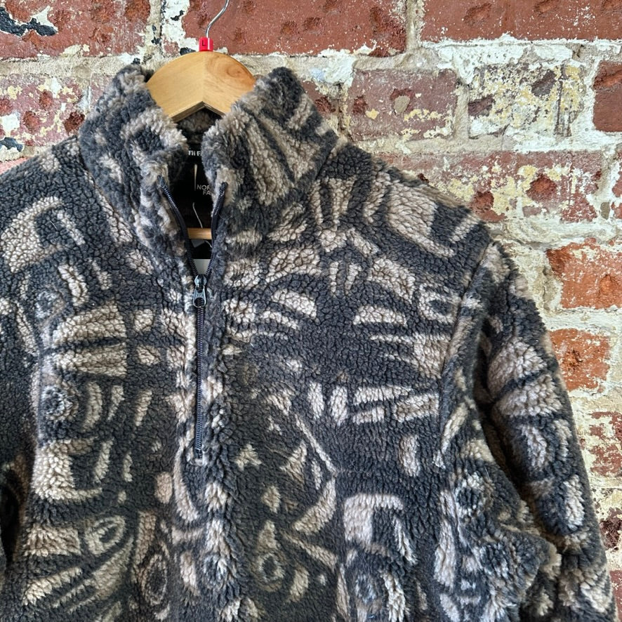 VTG THE NORTH FACE Womens Large 1/2 Zip black Brown Fleece Aztec expedition