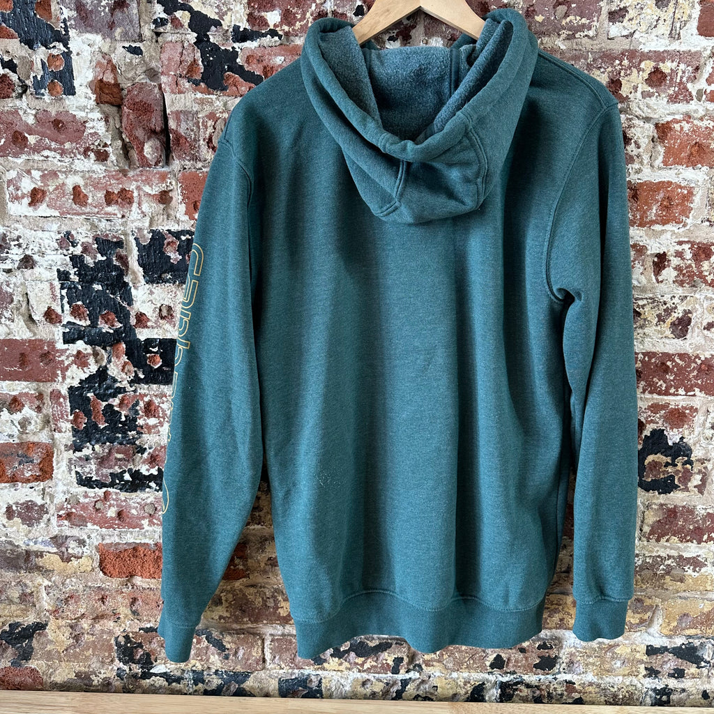 Carhartt Men's Small Sleeve Logo Hoodie Loose Fit Workwear Green K288