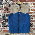 Magellan Outdoors Vest Men’s Medium Blue Tan Quilted Western Style Cowboy Snap