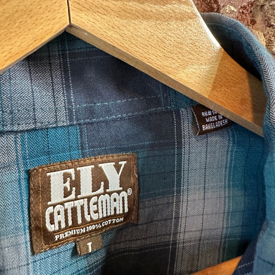 Ely Cattleman Men's Large Blue Western Shirt