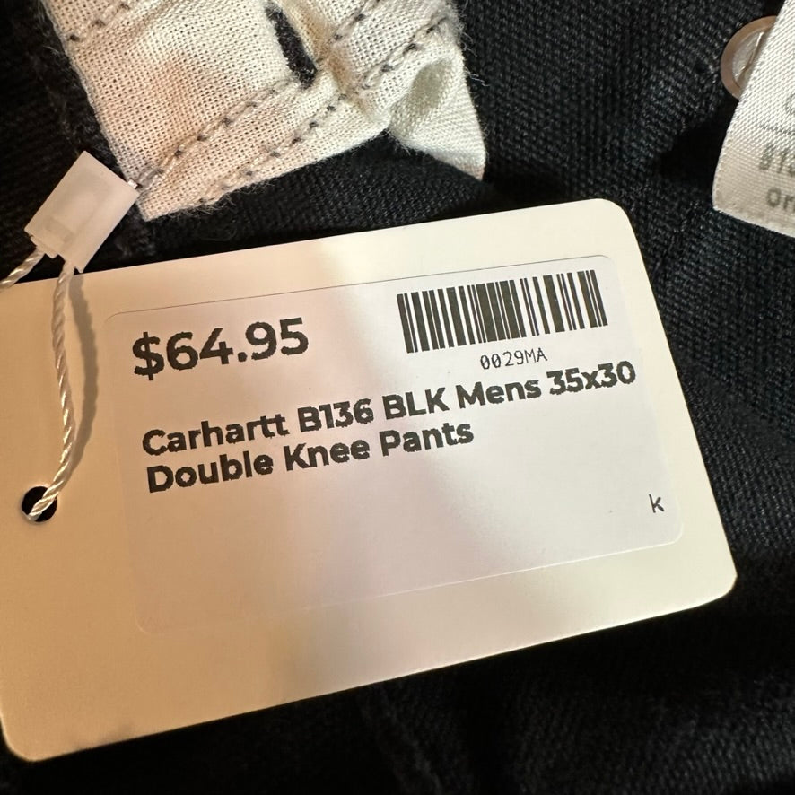 Carhartt B136 BLK Mens 35x30 Double Knee Pants