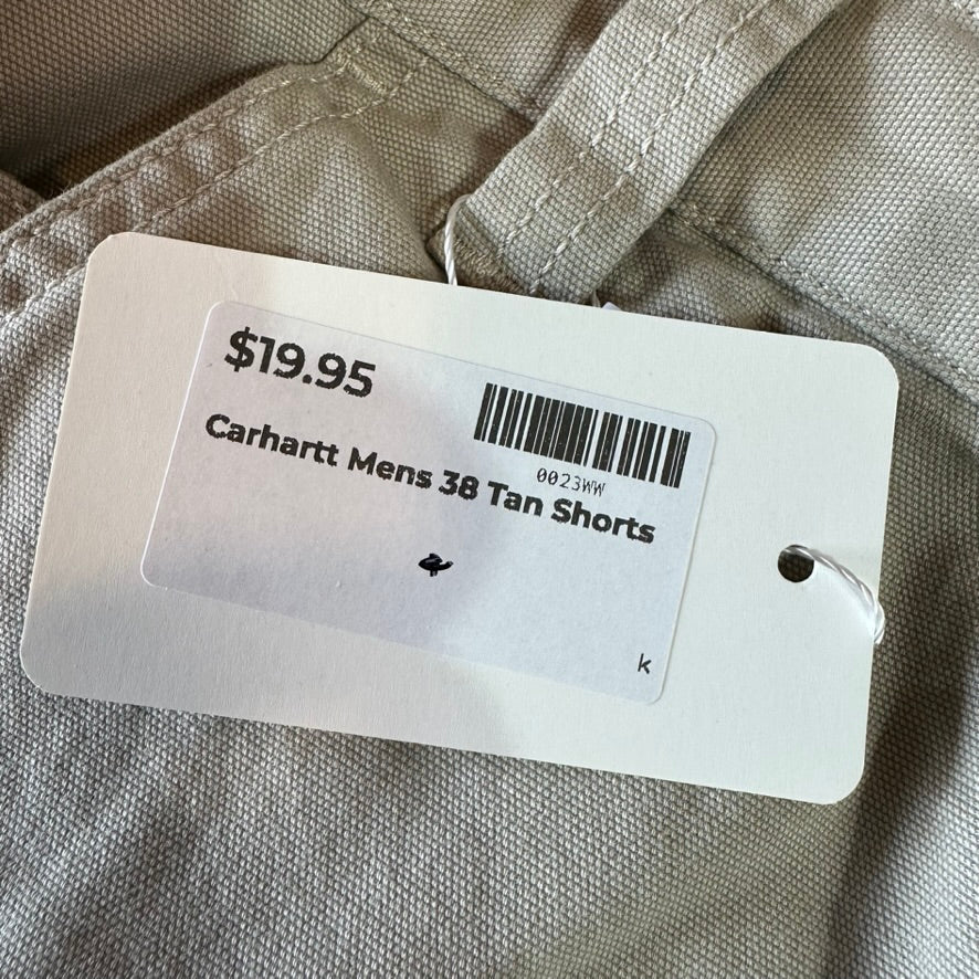 Carhartt Canvas Work Shorts Mens 38 Rugged Flex Utility Tan Beige