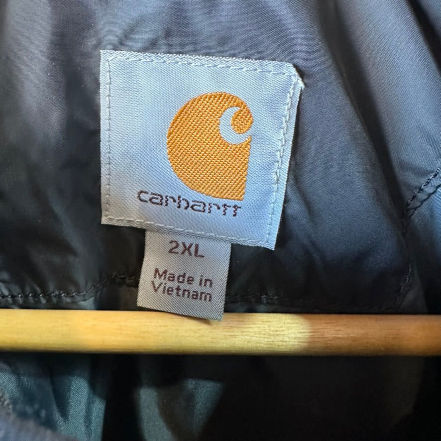 Carhartt Puffer Vest Rain Defender Mens 2XL Black Zip Up Relaxed - logo