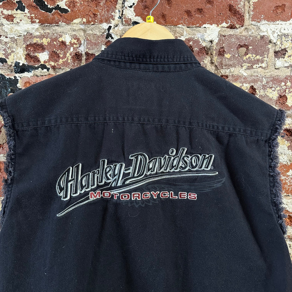 Harley Button Up Shirt Mens Medium Sleeveless