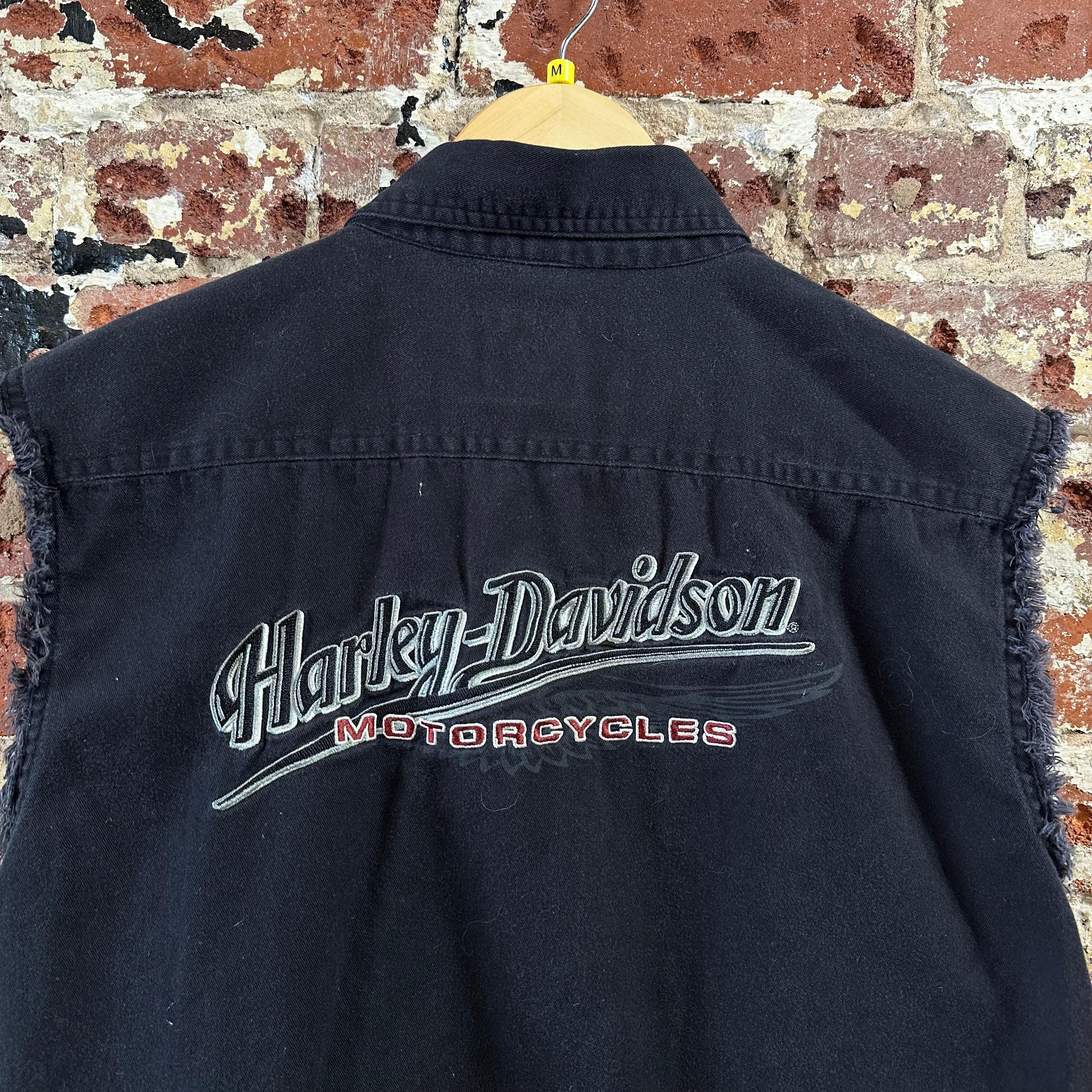 Harley Button Up Shirt Mens Medium Sleeveless