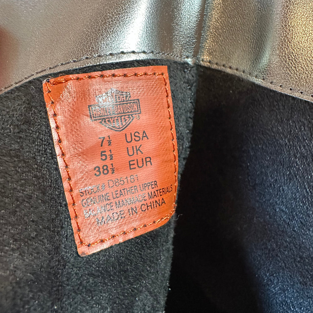 Harley-Davidson Women's 7.5 Black Stiletto Heel Zipper Biker Boots Amelia Chrome