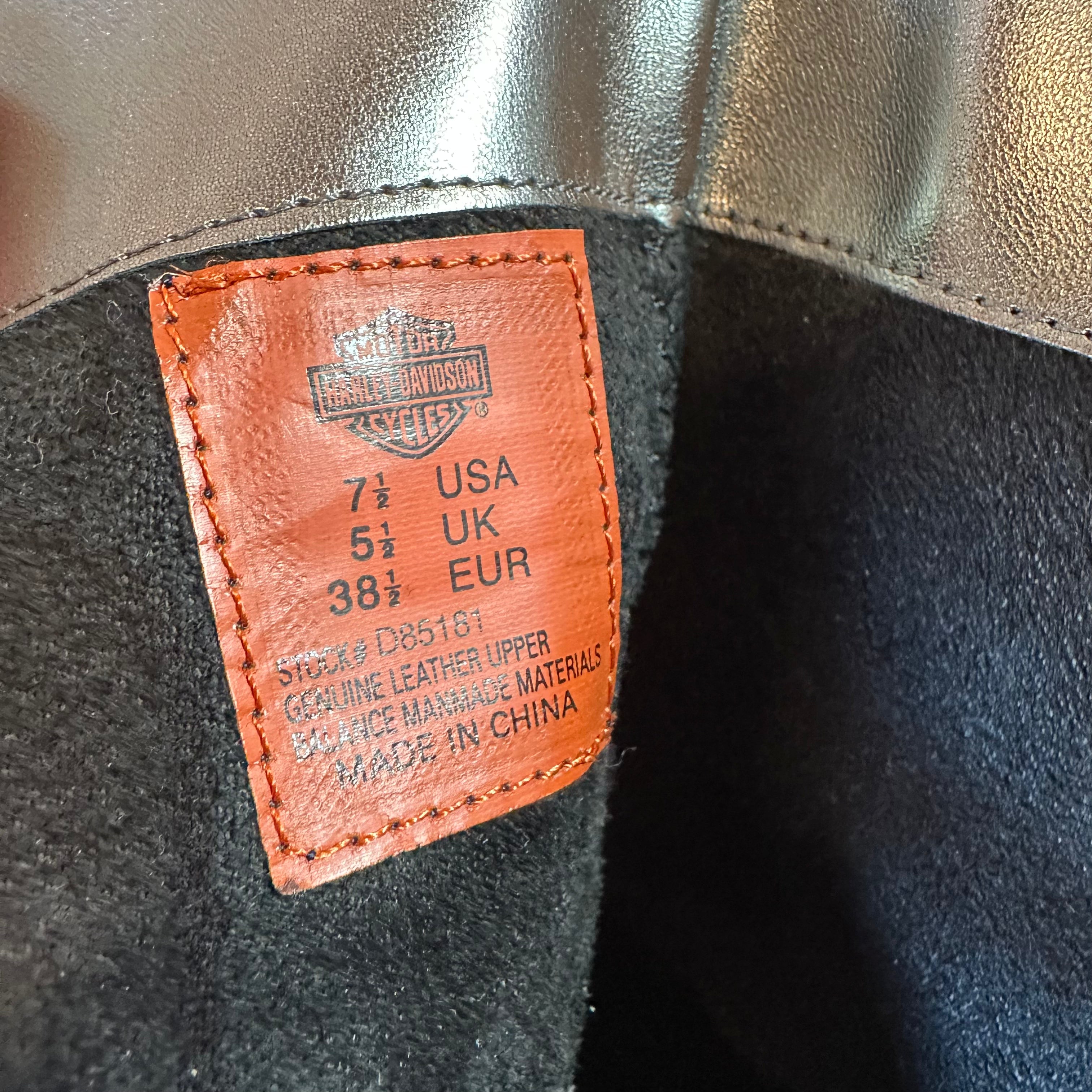 Harley-Davidson Women's 7.5 Black Stiletto Heel Zipper Biker Boots Amelia Chrome