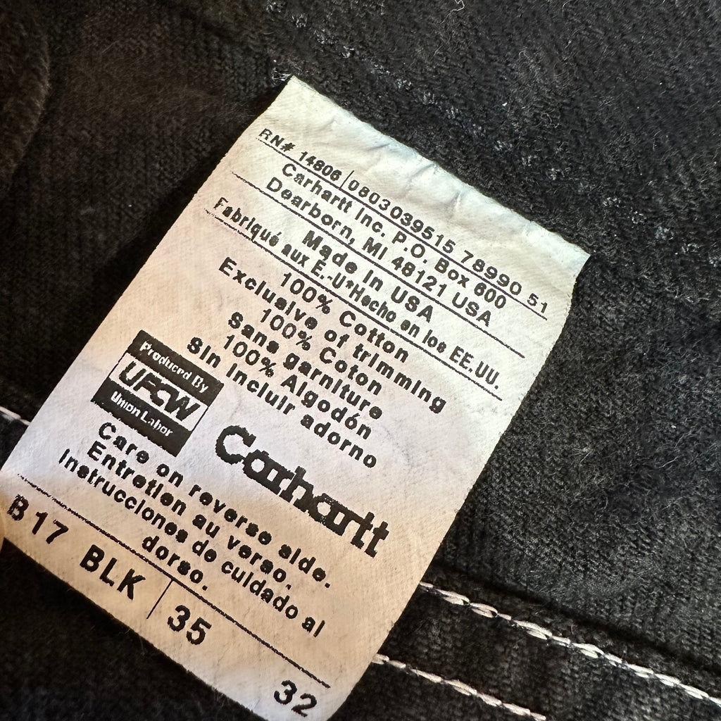VTG Carhartt B17 Black Jeans Mens 35x32
