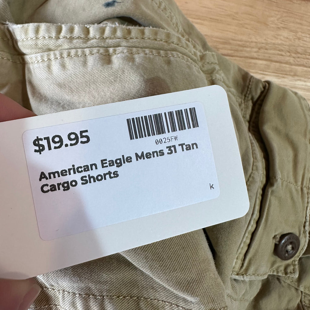 American Eagle Outfitters Classic Cargo Shorts Mens 31 Tan 9.5" inseam