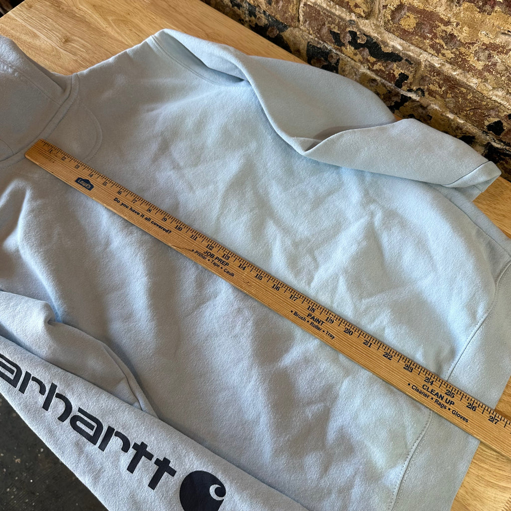 Carhartt Men's Small Sleeve Logo Hoodie Loose Fit Workwear Blue K288